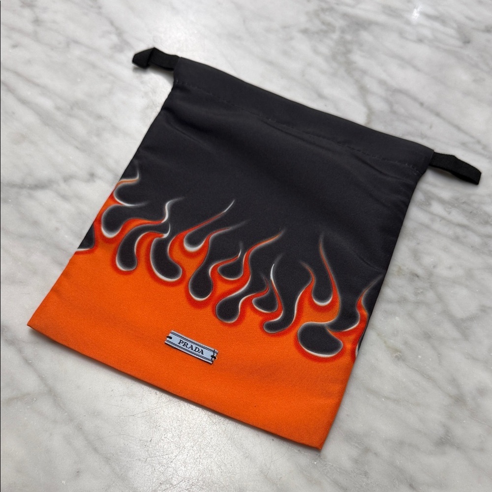 Prada Limited Edition Flame Drawstring Storage Bag Gift Bag Sleeper Bag